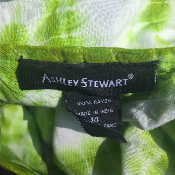 Ashley Stewart lime  green and white tie dyed tunic  mini dress HP25 - Picture 3 of 11